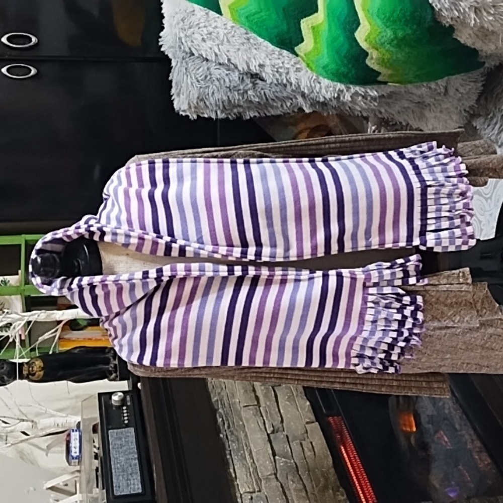 Purple Striped Fleece Scarf Winter Soft Neck wear accessory